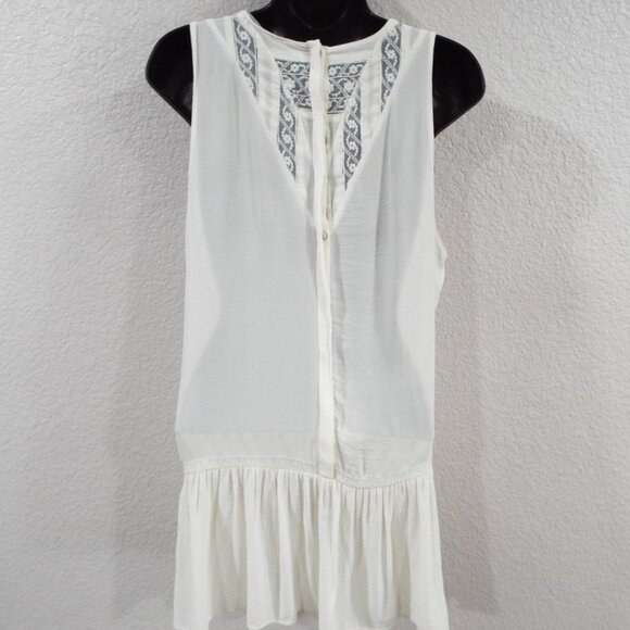 Zara Basics Off White Lightweight Sleeveless Top V Neck with Lace Detail Small - Picture 6 of 11